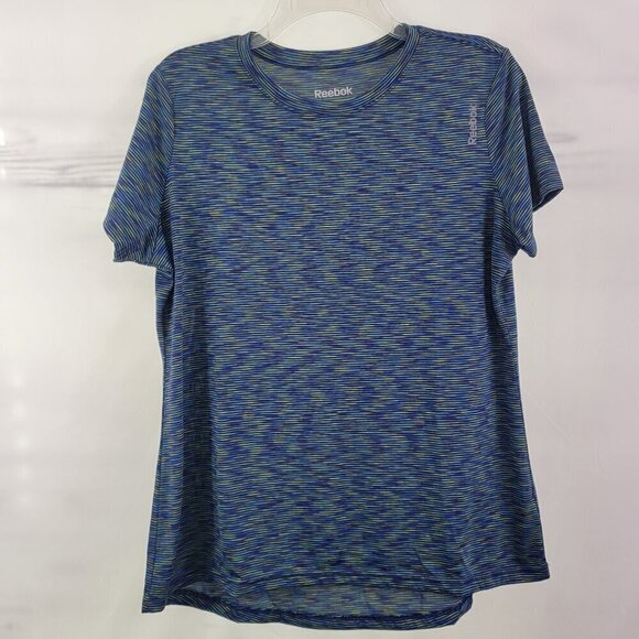 Reebok Women’s Speedwick Performance Blue Space Dye Workout Top – Size Large - Picture 12 of 14